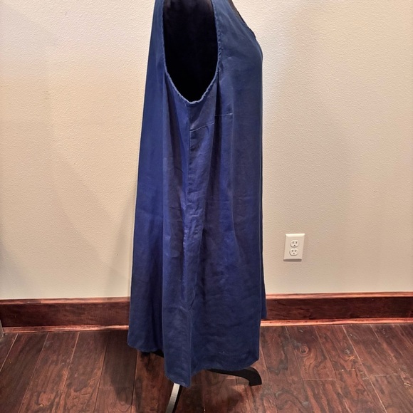 J Jill Love Linen Sleeveless Pintuck Dress in Navy, XL Tall, Beachy Summer Comfy - Picture 5 of 13